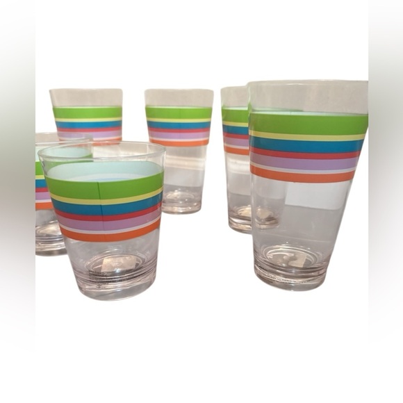 ♥️ACRYLIC Poolside 6 Tumblers Glasses Picnic Unbreakable Striped Color Summer - Picture 7 of 10